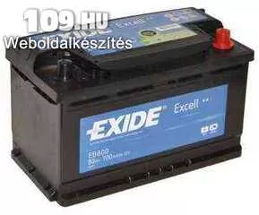 Apróhirdetés, Akkumulátor EXIDE Excell EB802 12V 80Ah jobb+