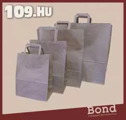 Apróhirdetés, Papír szalagfüles táska nyomatlan barna 18 x 22 x 8 70 gr (1000 db)