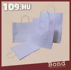 Apróhirdetés, Sodrott papírfüles táska nyomatlan fehér fekvő 35 x 27 x 14 (1000 db)