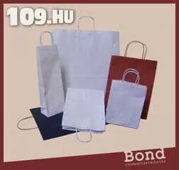 Apróhirdetés, Sodrott papírfüles táska nyomatlan boros fehér 12 x 38.5 x 8 (1000 db)
