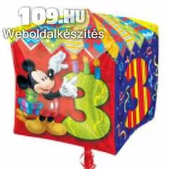 Apróhirdetés, 3. születésnapra Mickey kocka formájú lufi 38cm