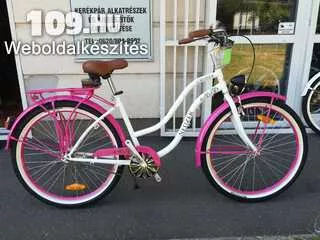 Apróhirdetés, Női kerékpár Neuzer cruiser  fehér rózsaszín felszerelt