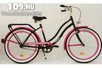 Apróhirdetés, Kenzel Cruiser Atlantis női matt fekete-rózsaszín kerékpár