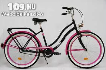 Apróhirdetés, Kenzel Cruiser Aqua női matt fekete-rózsaszín agyváltós kerékpár