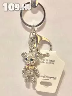 Apróhirdetés, Táskadísz kulcstartó maci ezüst színű strasszos