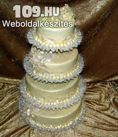 Apróhirdetés, Esküvői torta hagyományos gyöngyház levél díszítéssel
