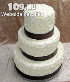 Apróhirdetés, Esküvői torta fehér-barna szalagos