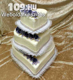 Apróhirdetés, Esküvői torta szív alakú, lila rózsákkal