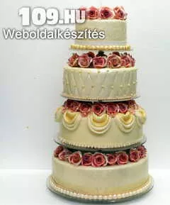 Apróhirdetés, Esküvői torta romantikus, sok rózsaszín rózsával