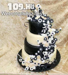 Apróhirdetés, Esküvői torta fekete-fehér mezei virágokkal