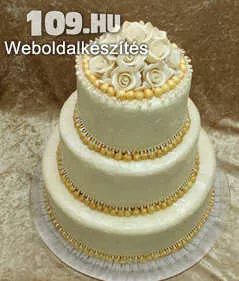 Apróhirdetés, Esküvői torta egyszerű fehér rózsákkal