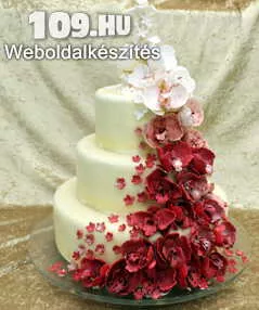 Apróhirdetés, Esküvői torta bordó orchideákkal